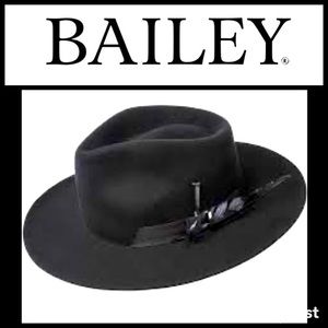 Bailey of Hollywood Barksdale Elite Long Brim Black Feather Fedora NEW UNISEX